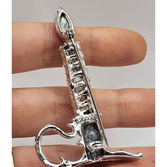 Vintage Mid Century Dodds Candlestick Brooch AB Crystal 2.5in - Picture 3 of 4